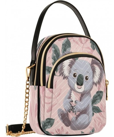 Quilted Crossbody Bags for Women,Cute Koala with Tropical Leaves Women's Crossbody Handbags Small Travel Purses Phone Bag $11...