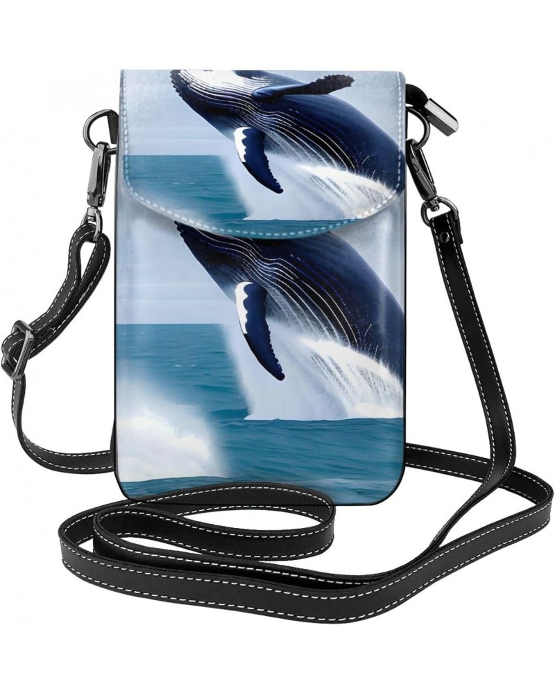 Whales At Sea Crossbody, Zippered Cell Phone Wallet With Card Slot, Removable Shoulder Strap, 7.6 X 4.9 Inches $17.75 Crossbo...