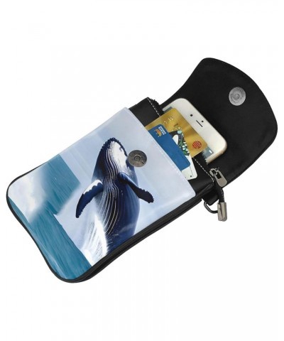 Whales At Sea Crossbody, Zippered Cell Phone Wallet With Card Slot, Removable Shoulder Strap, 7.6 X 4.9 Inches $17.75 Crossbo...