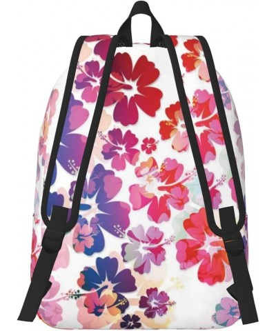 Hawaiian Flower Print Print Unisex Canvas Backpack Cute Backpack For Travel Sports Casual Aesthetic Backpack Black Small $23....