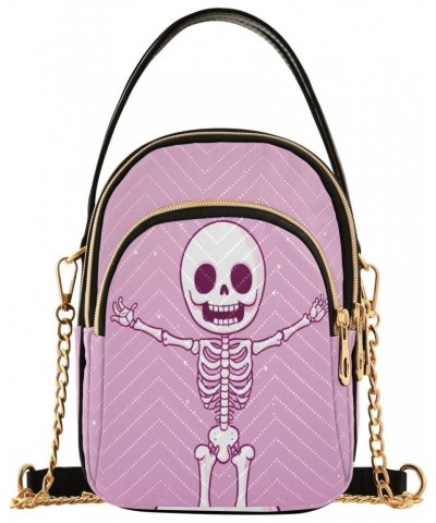 Women's Crossbody Handbags Clutch Phone Purse Pink Skeleton Stylish Shoulder Bag with Detachable Chain Strap $12.74 Shoulder ...