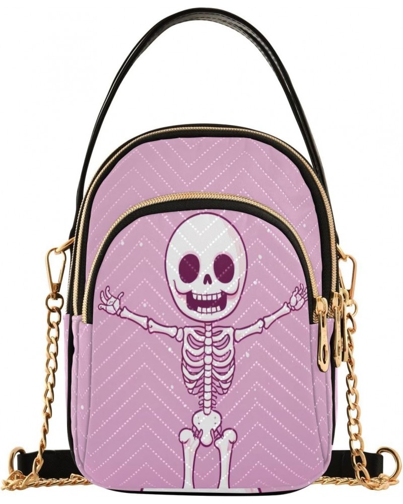 Women's Crossbody Handbags Clutch Phone Purse Pink Skeleton Stylish Shoulder Bag with Detachable Chain Strap $12.74 Shoulder ...