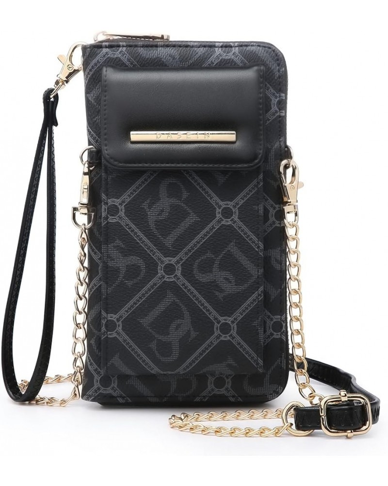 Crossbody Bag Phone Purse Handbag for Women Shoulder Bag Credit Card Wristlet Wallet with Multi Pockets Monogram Black $12.25...