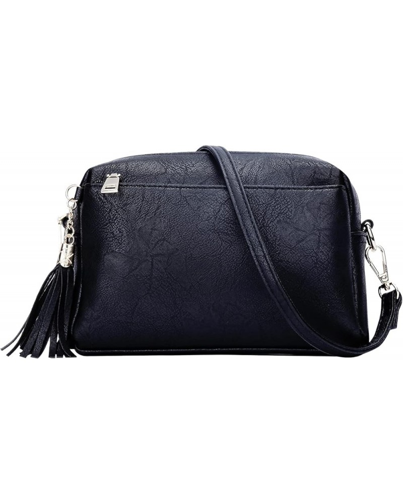 Triple Zip Lightweight Small Crossbody Bags for Women Quilted Shoulder Purses and Handbags 3-black $14.00 Shoulder Bags