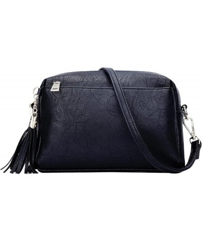 Triple Zip Lightweight Small Crossbody Bags for Women Quilted Shoulder Purses and Handbags 3-black $14.00 Shoulder Bags