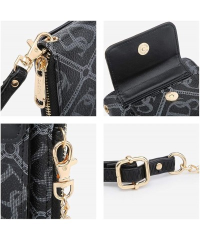 Crossbody Bag Phone Purse Handbag for Women Shoulder Bag Credit Card Wristlet Wallet with Multi Pockets Monogram Black $12.25...