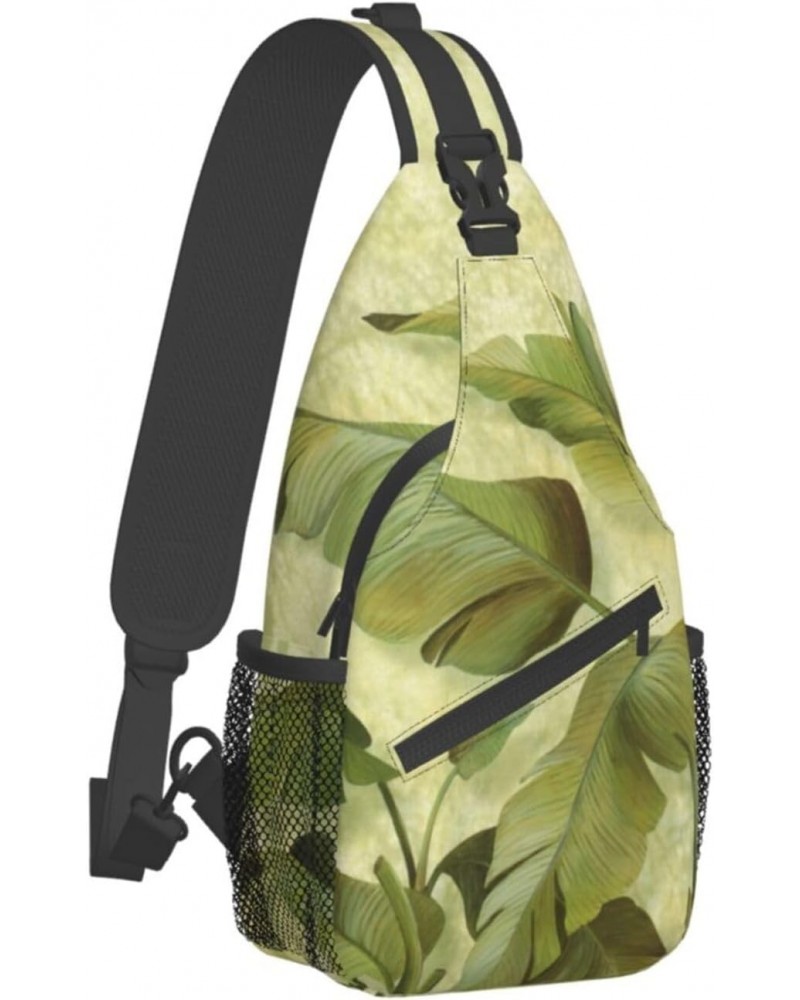 Leaf of Japanese Banana Sling Backpack Crossbody Shoulder Bag Travel Hiking Daypack for Women Men $15.36 Crossbody Bags