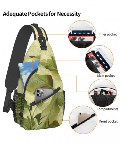 Leaf of Japanese Banana Sling Backpack Crossbody Shoulder Bag Travel Hiking Daypack for Women Men $15.36 Crossbody Bags