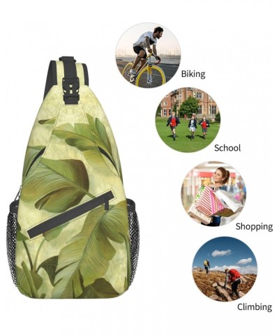 Leaf of Japanese Banana Sling Backpack Crossbody Shoulder Bag Travel Hiking Daypack for Women Men $15.36 Crossbody Bags