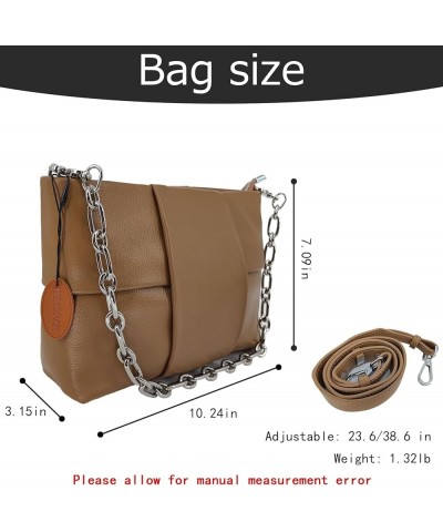 Small Leather Tote Bags for Women Genuine Leather Crossbody Tote Purse with Zipper Shoulder Bag Khaki D12 $18.40 Totes