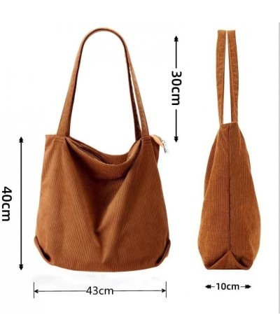 Women Corduroy Tote Bag Zipper Casual Tote's Handbag Big Capacity Shoulder Bag with Pockets 01-khaki $9.89 Totes