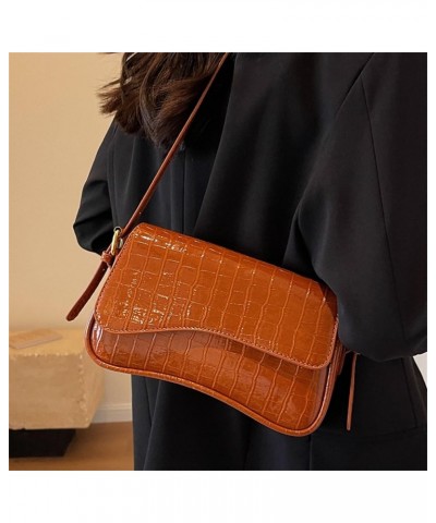 Women Classic Satchel Bag Versatile PU Leather Shoulder Bag Small Underarm Bag Y2K Purse A-brown $17.91 Satchels