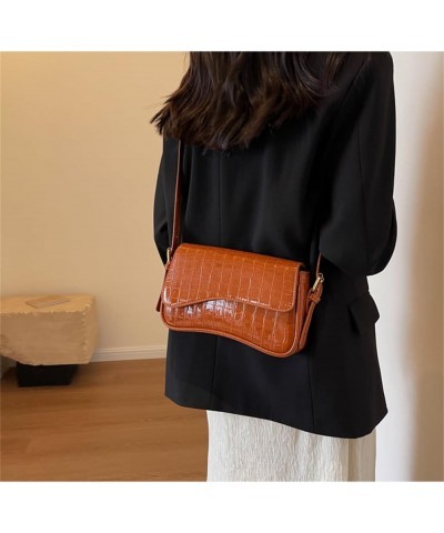 Women Classic Satchel Bag Versatile PU Leather Shoulder Bag Small Underarm Bag Y2K Purse A-brown $17.91 Satchels