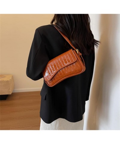 Women Classic Satchel Bag Versatile PU Leather Shoulder Bag Small Underarm Bag Y2K Purse A-brown $17.91 Satchels