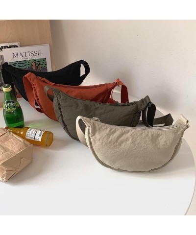 Korean Simple Dumpling Bag Women Small Nylon Crescent Bag Travel Sling Bag with Adjustable Strap Casual Shoulder Bag (Red) Gr...