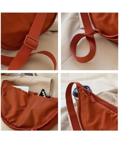 Korean Simple Dumpling Bag Women Small Nylon Crescent Bag Travel Sling Bag with Adjustable Strap Casual Shoulder Bag (Red) Gr...