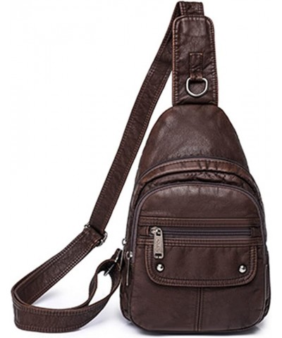 Womens's Vintage Sling Bag for Women Leather Chest Bags Crossbody Daypack Purse Shoulder Backpack Satchel Bag Dark Brown $39....