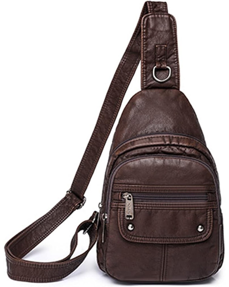 Womens's Vintage Sling Bag for Women Leather Chest Bags Crossbody Daypack Purse Shoulder Backpack Satchel Bag Dark Brown $39....