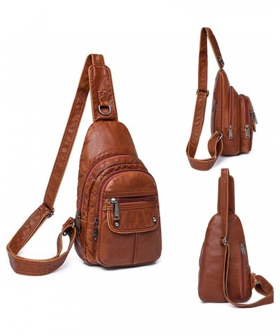 Womens's Vintage Sling Bag for Women Leather Chest Bags Crossbody Daypack Purse Shoulder Backpack Satchel Bag Dark Brown $39....