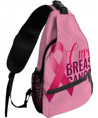 Sling Bag Crossbody Bag for Women Men Breast Cancer Awareness Pink Ribbons Love Pattern Waterproof Hiking Backpack Lightweigh...