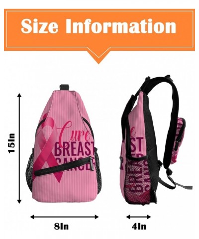 Sling Bag Crossbody Bag for Women Men Breast Cancer Awareness Pink Ribbons Love Pattern Waterproof Hiking Backpack Lightweigh...