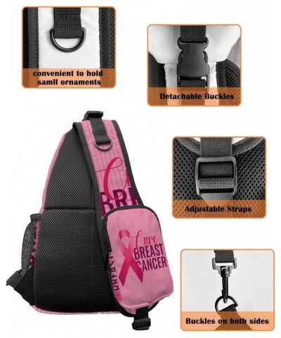 Sling Bag Crossbody Bag for Women Men Breast Cancer Awareness Pink Ribbons Love Pattern Waterproof Hiking Backpack Lightweigh...