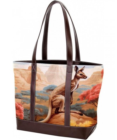 Kangaroo Canvas Leather Mix Crossbody Bag - Stylish Hand-held Purse, 13.3x4.7x12.2 inches $28.31 Crossbody Bags