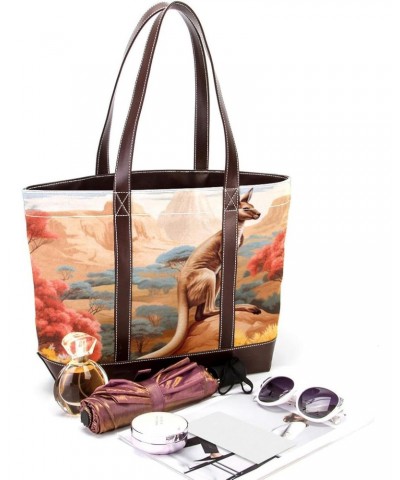 Kangaroo Canvas Leather Mix Crossbody Bag - Stylish Hand-held Purse, 13.3x4.7x12.2 inches $28.31 Crossbody Bags