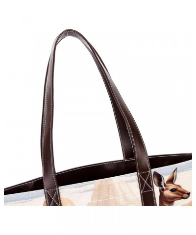 Kangaroo Canvas Leather Mix Crossbody Bag - Stylish Hand-held Purse, 13.3x4.7x12.2 inches $28.31 Crossbody Bags