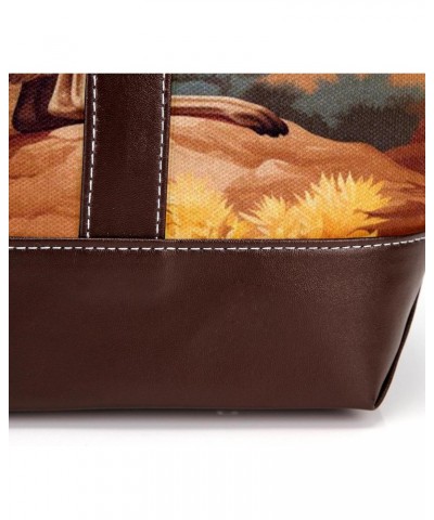 Kangaroo Canvas Leather Mix Crossbody Bag - Stylish Hand-held Purse, 13.3x4.7x12.2 inches $28.31 Crossbody Bags