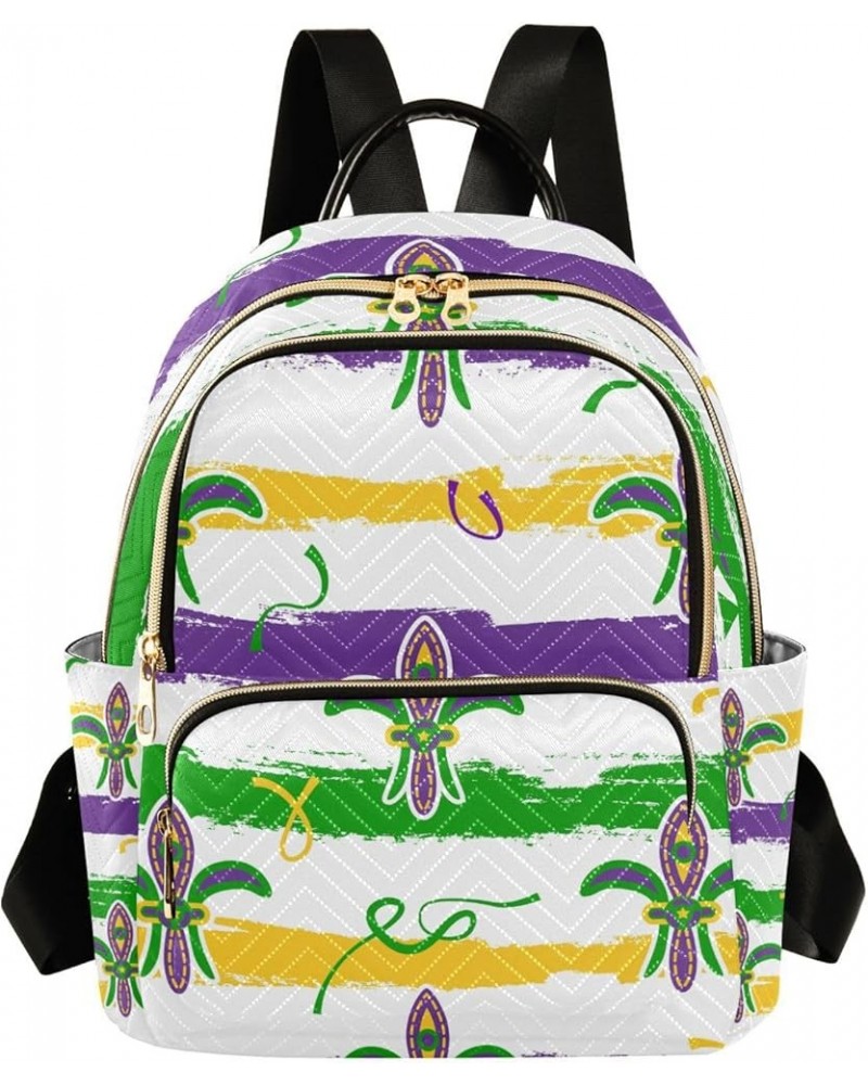 Mardi Gras Women Backpack Fleur De Lis Watercolor Travel Bag Compact Daily Bag Medium $16.73 Backpacks