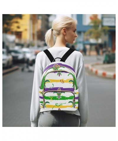 Mardi Gras Women Backpack Fleur De Lis Watercolor Travel Bag Compact Daily Bag Medium $16.73 Backpacks