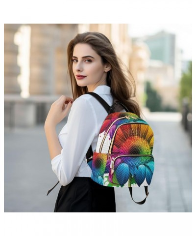 Medium Fashion Backpack for Women Rainbow Sunflower Print Ladies Travel Daypack Aesthetic Shoulder Bag 10.2×5.1×12.5 IN $16.9...