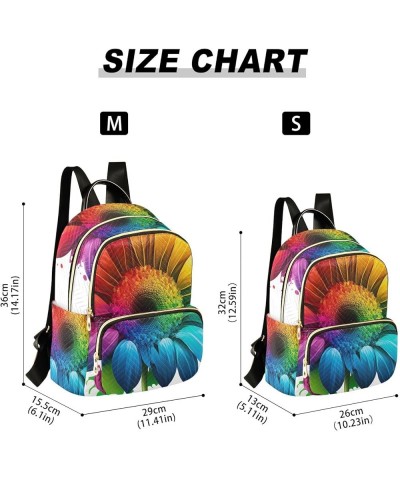 Medium Fashion Backpack for Women Rainbow Sunflower Print Ladies Travel Daypack Aesthetic Shoulder Bag 10.2×5.1×12.5 IN $16.9...