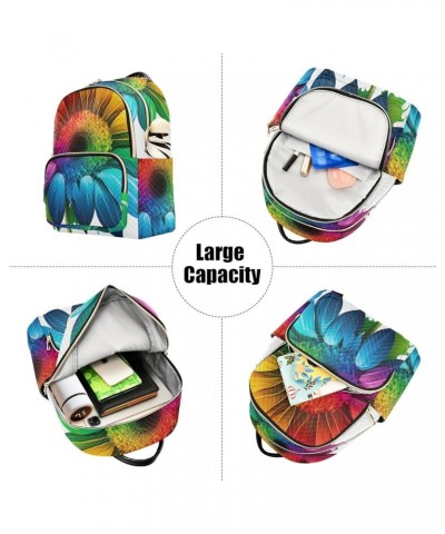 Medium Fashion Backpack for Women Rainbow Sunflower Print Ladies Travel Daypack Aesthetic Shoulder Bag 10.2×5.1×12.5 IN $16.9...