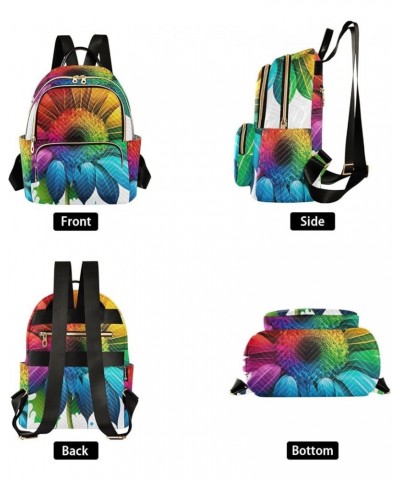 Medium Fashion Backpack for Women Rainbow Sunflower Print Ladies Travel Daypack Aesthetic Shoulder Bag 10.2×5.1×12.5 IN $16.9...