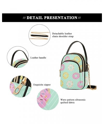 Donuts Cute Sweet Small Crossbody Handbag for Women Mini Over Shoulder Purse with Three Zippered Pockets Durable Crossbody Pu...