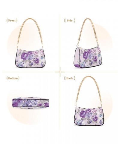 Rainbow Striped Lgbt Flag Cluthes Purse Clutch Bag Handbag with Zipper Retro Purple Flowers $17.66 Shoulder Bags