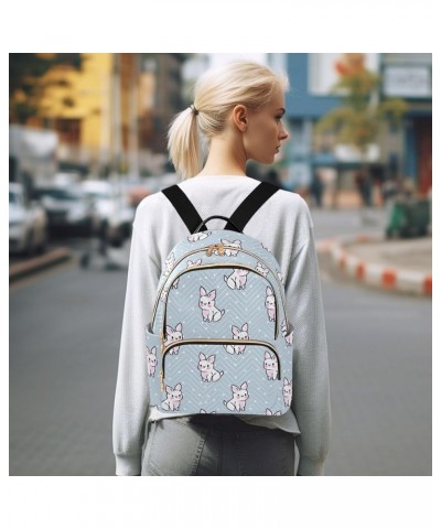 Mini Backpack for Women, Grey Cute Bunny Polka Dots Travel Backpack Purse for Ladies, Small Bookbag Daypack Shoulder Bag S Mu...