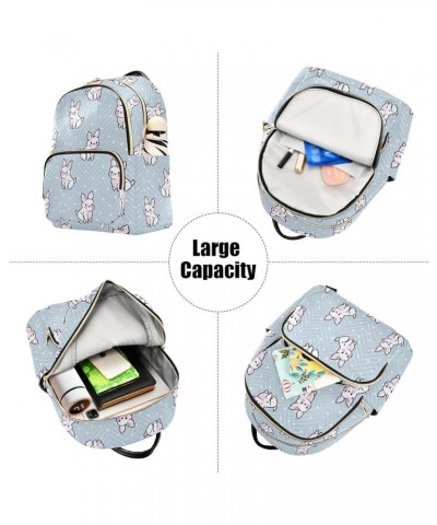 Mini Backpack for Women, Grey Cute Bunny Polka Dots Travel Backpack Purse for Ladies, Small Bookbag Daypack Shoulder Bag S Mu...