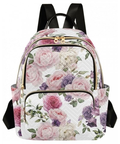 Pink & Red Rose Flowers Purple Roses Small Backpack Purse for Women Travel Bag Fashion Daypack Back Pack Shoulder Bag Multico...