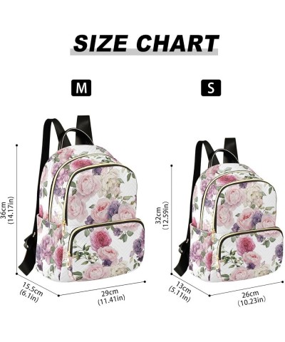 Pink & Red Rose Flowers Purple Roses Small Backpack Purse for Women Travel Bag Fashion Daypack Back Pack Shoulder Bag Multico...