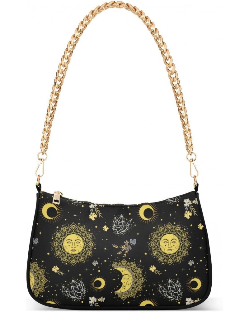 Bohemian Sun Moon Boho Alchemy Shoulder Bag Purse for Women Tote Handbag with Zipper Closure $12.40 Totes