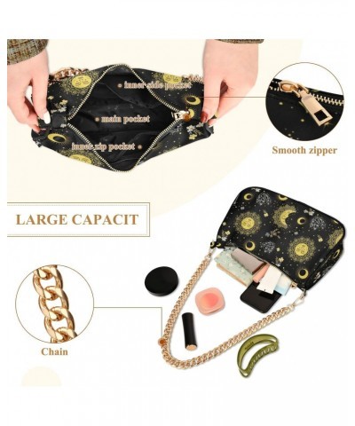 Bohemian Sun Moon Boho Alchemy Shoulder Bag Purse for Women Tote Handbag with Zipper Closure $12.40 Totes