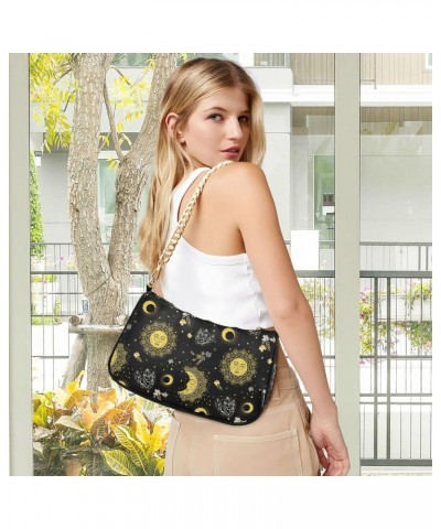 Bohemian Sun Moon Boho Alchemy Shoulder Bag Purse for Women Tote Handbag with Zipper Closure $12.40 Totes