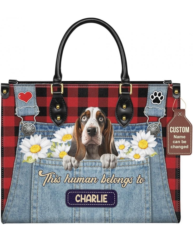 Personalized Basset Hound Dog Handbags, Custom Name Dog Leather Bags, Purses, Shoulder Bag, Gift For Dog Mom Dog Lover Style ...