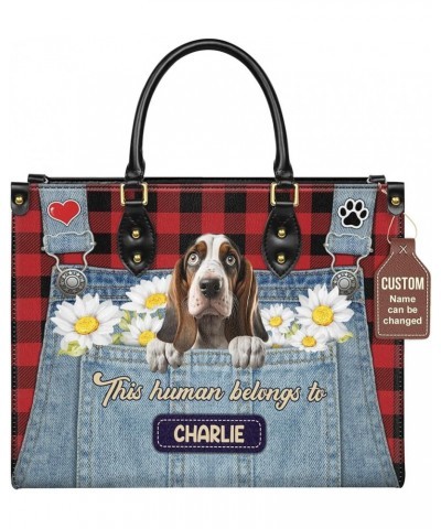 Personalized Basset Hound Dog Handbags, Custom Name Dog Leather Bags, Purses, Shoulder Bag, Gift For Dog Mom Dog Lover Style ...