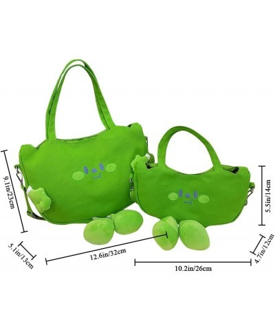 Women Canvas Shoulder Handbag Cute Cartoon Pea Pod Shape Crossbody Bag Novelty Villain Tote Bag (Green Large) Green Small $17...