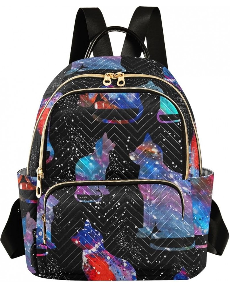 Blue Green Yellow Butterflies Backpack Purse Small Quilted Backpack Purse for Women Galactic Cats Space Medium $17.54 Backpacks