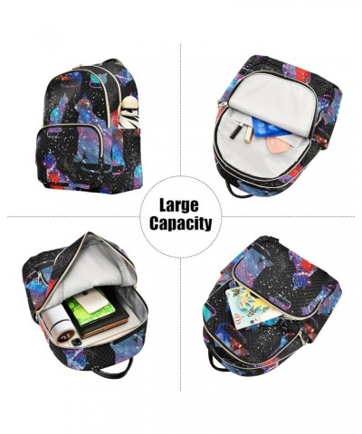 Blue Green Yellow Butterflies Backpack Purse Small Quilted Backpack Purse for Women Galactic Cats Space Medium $17.54 Backpacks